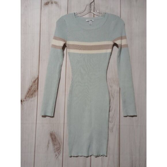 Fashion Nova Dress Ladies‎ Small Blue Ribbed Mini Long Sleeve - Picture 1 of 7